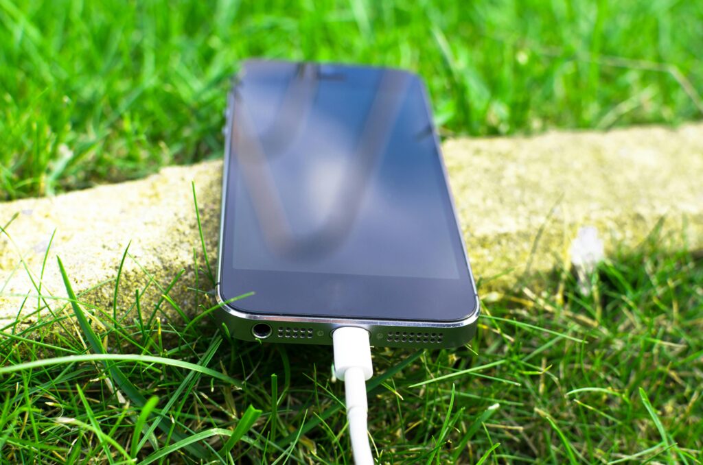 A smartphone on charge